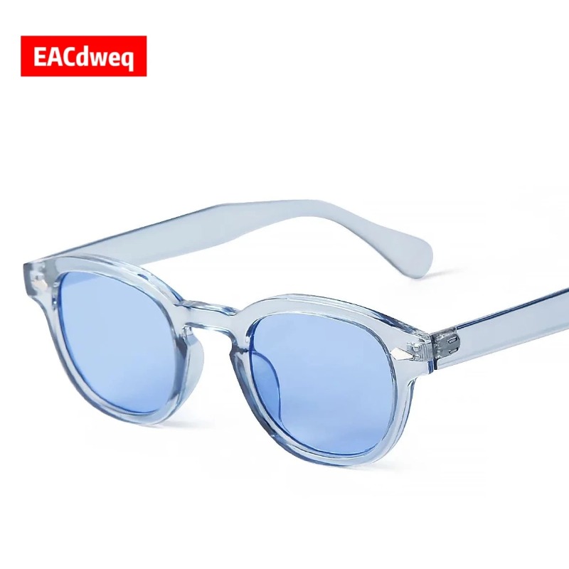 Men'S Fashion Round Glasses - Óculos de Sol Transparentes Azuis Redondos