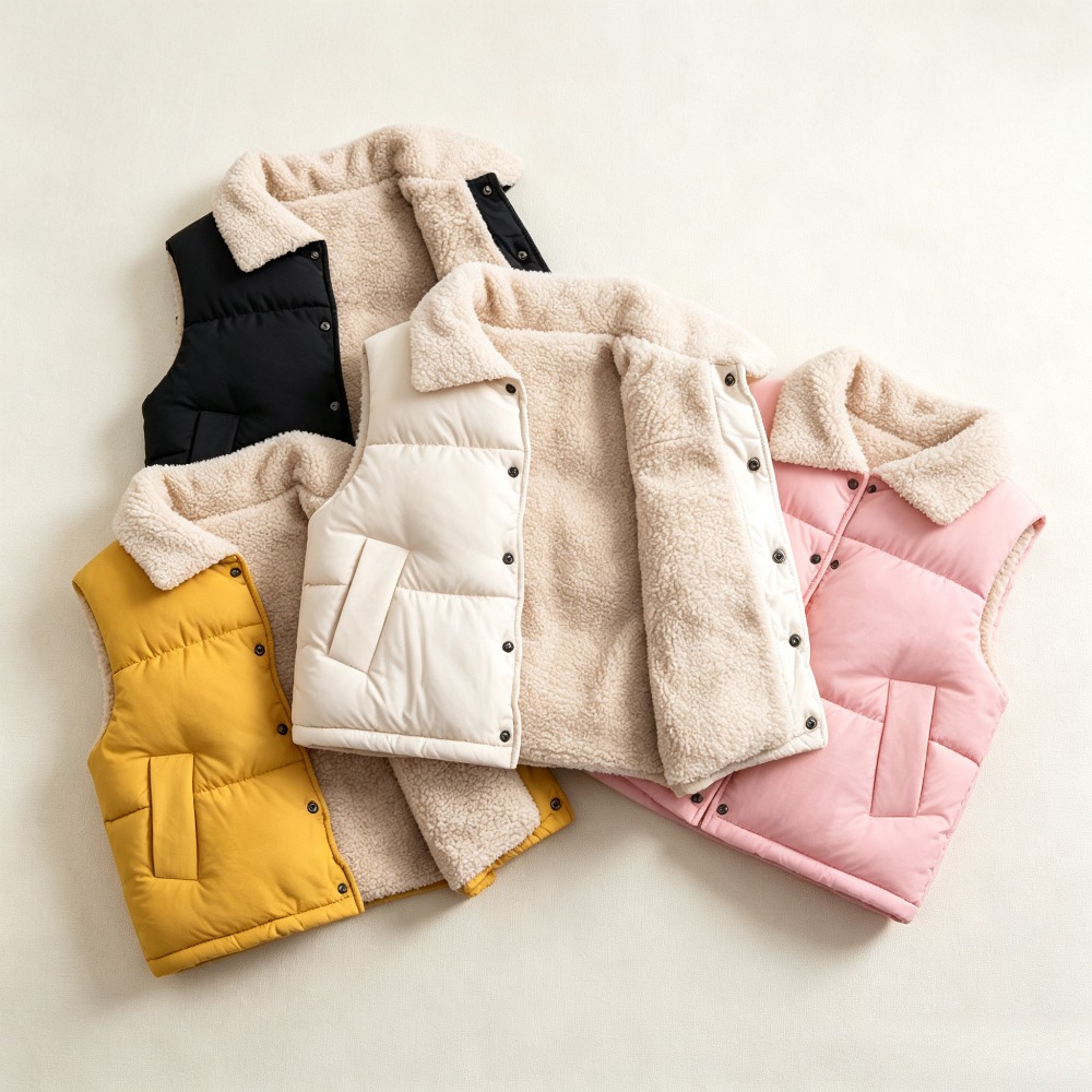 Sherpa Jacket Fleece - Colete de Inverno Quente para Crianças,
