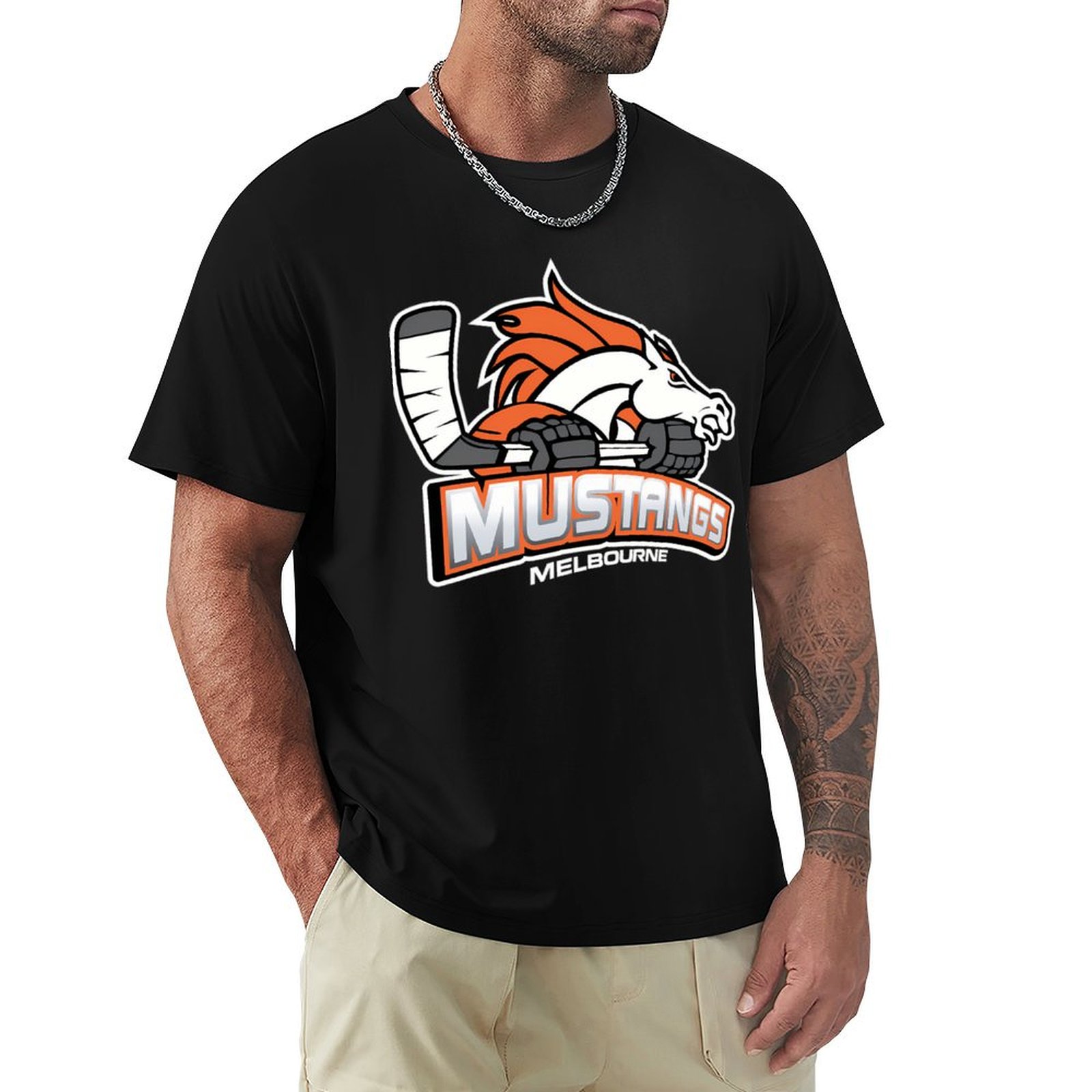 Mens Fashion Melbourne - Camiseta Melbourne Mustangs com logotipo branco
