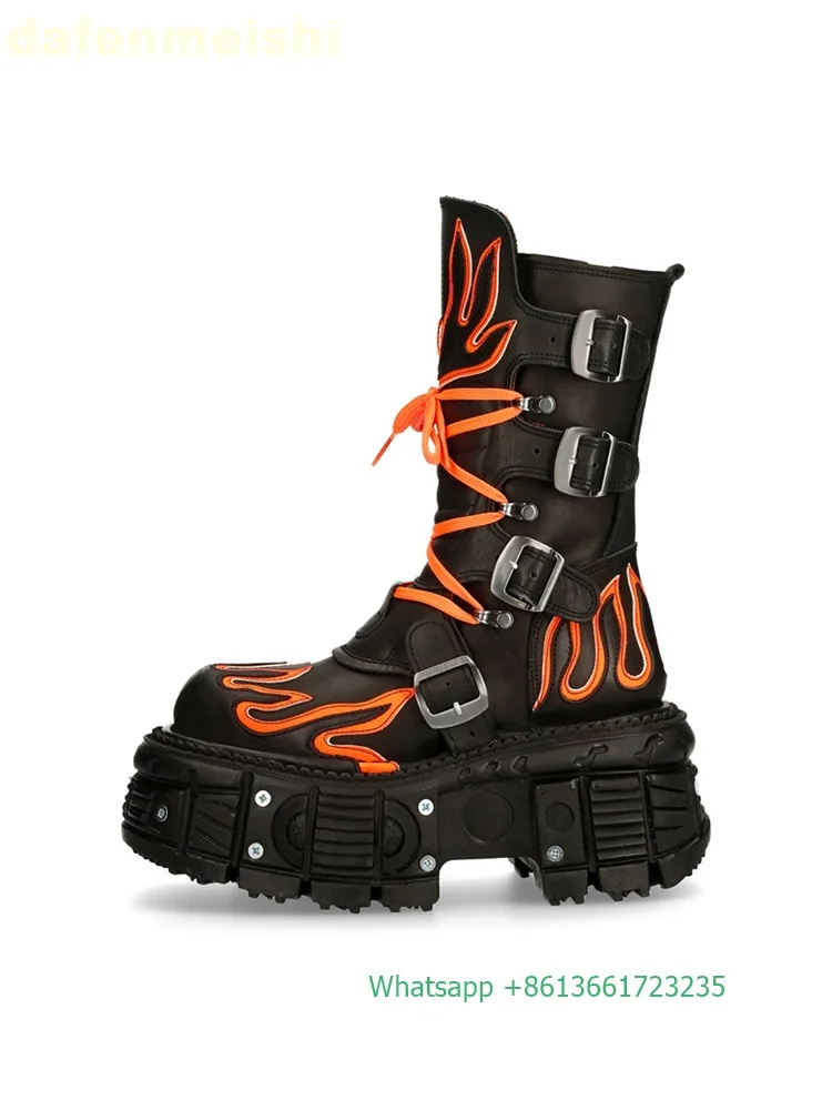 Belt Mens Fashion - Botas de Motocicleta Estilo Punk Retrô