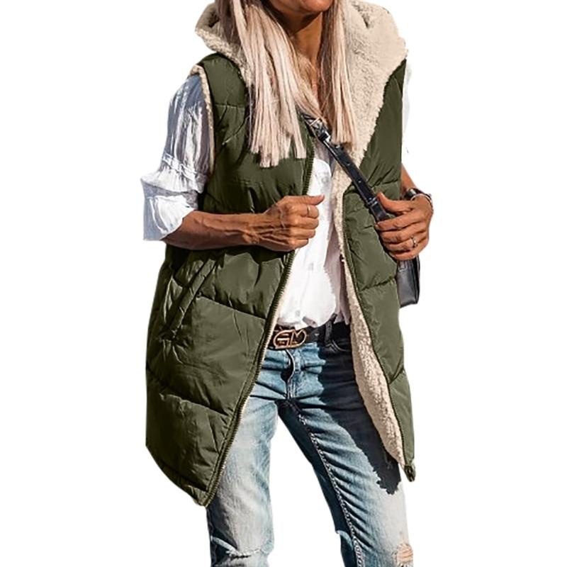 Sherpa Jacket Fleece - Casacos Femininos Reversíveis de Inverno 2023,