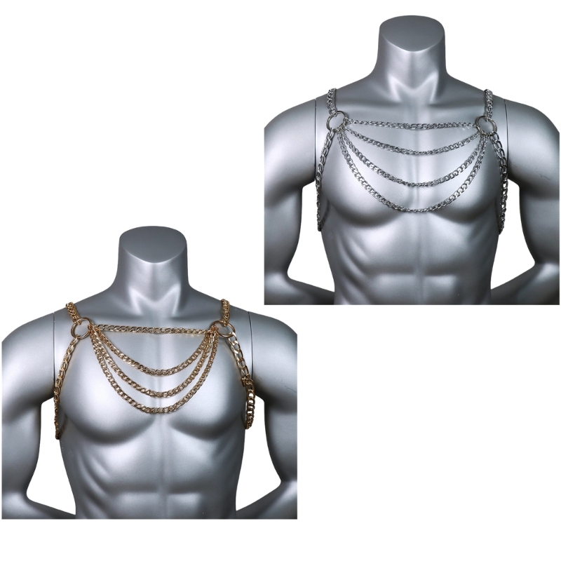 Fashion Harness Men - Masculino sexy metal corpo peito corrente