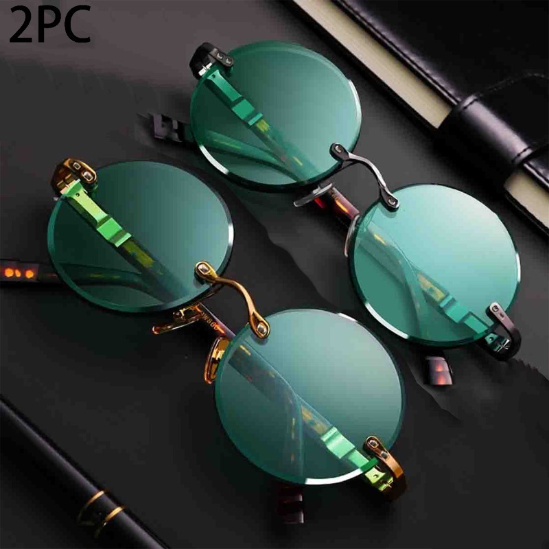 Men'S Fashion Round Glasses - Óculos de Sol Clássicos Sem Armação