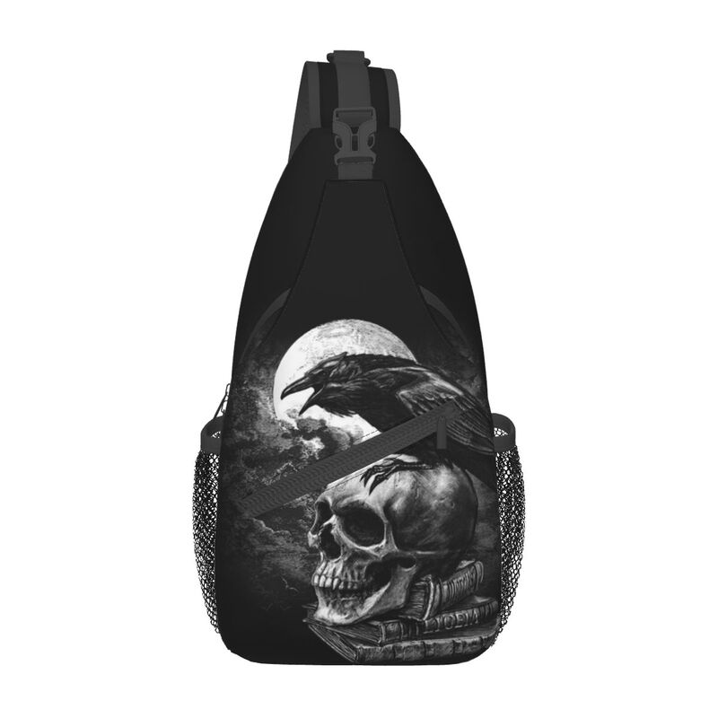 Fashion Harness Men - Corvo o crânio estilingue crossbody mochila