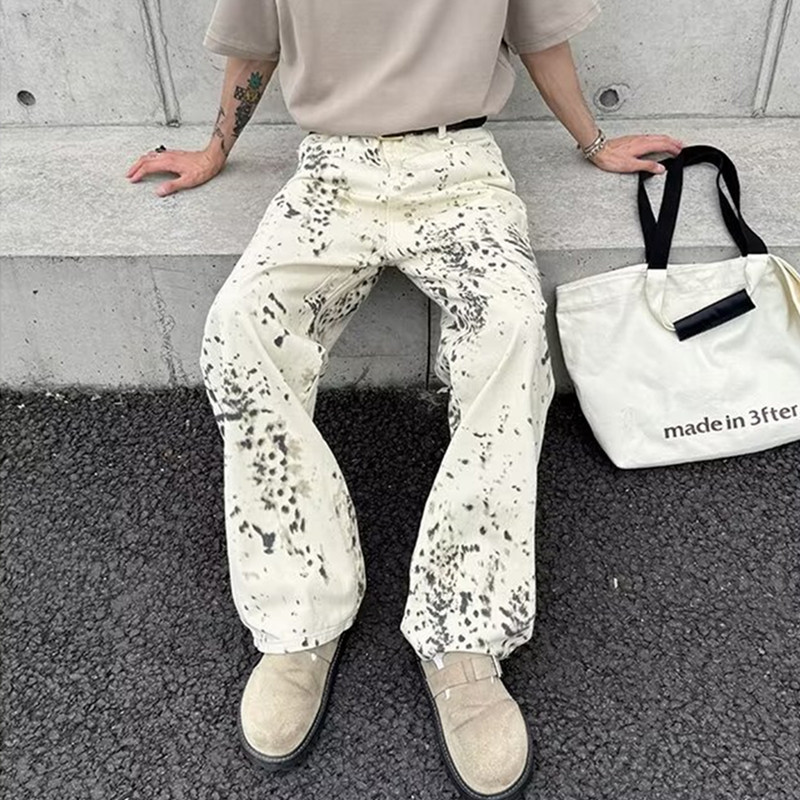 Men'S Fashion Nova Jeans - Jeans largos leopardo branco masculino, calças