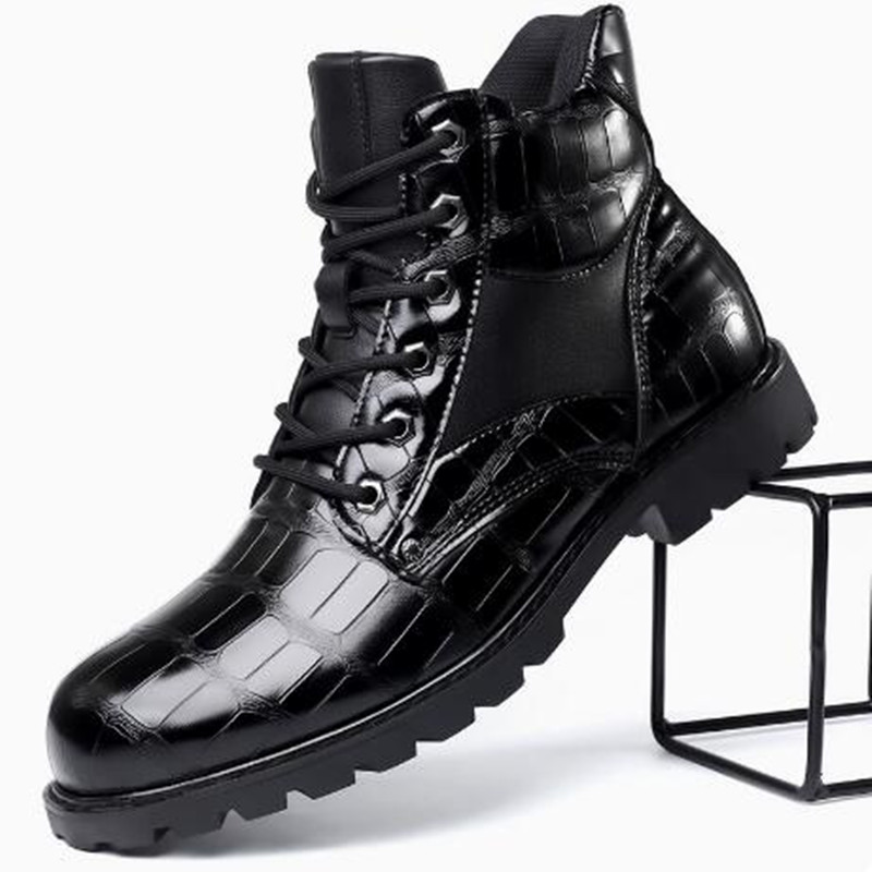 Mens Fashion Zapatos - Botas masculinas com padrão de grade