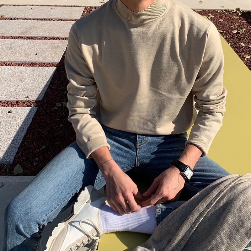 Suéter masculino de meia gola  - Men Fashion Korean Style avaliação e preço