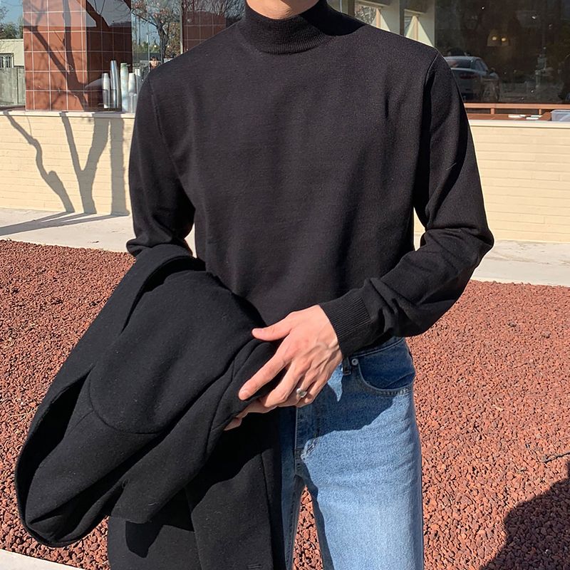 Suéter masculino de meia gola  - Men Fashion Korean Style avaliação e preço