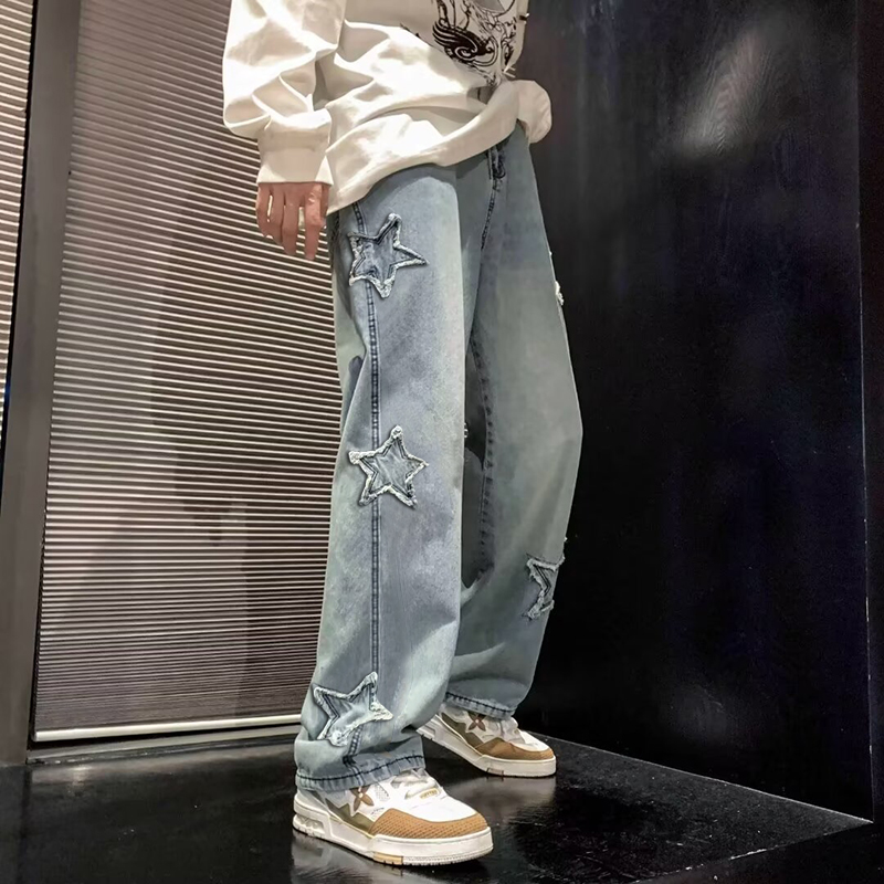 Nova estrela masculina bordada - Men'S Fashion Nova Jeans avaliação e preço