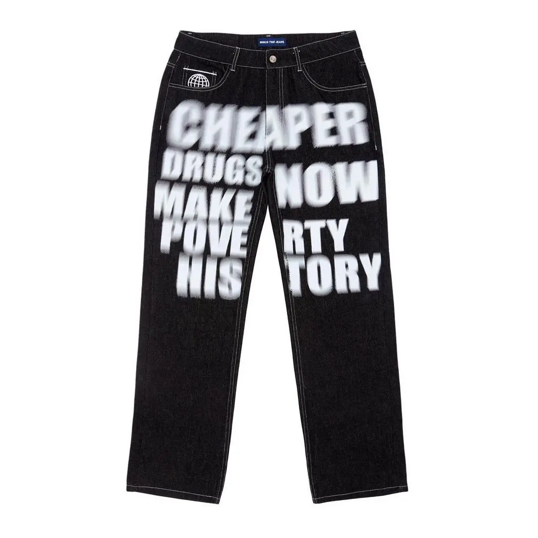 Calças Pretas com Estampa de L - Men'S Fashion Nova Jeans avaliação e preço