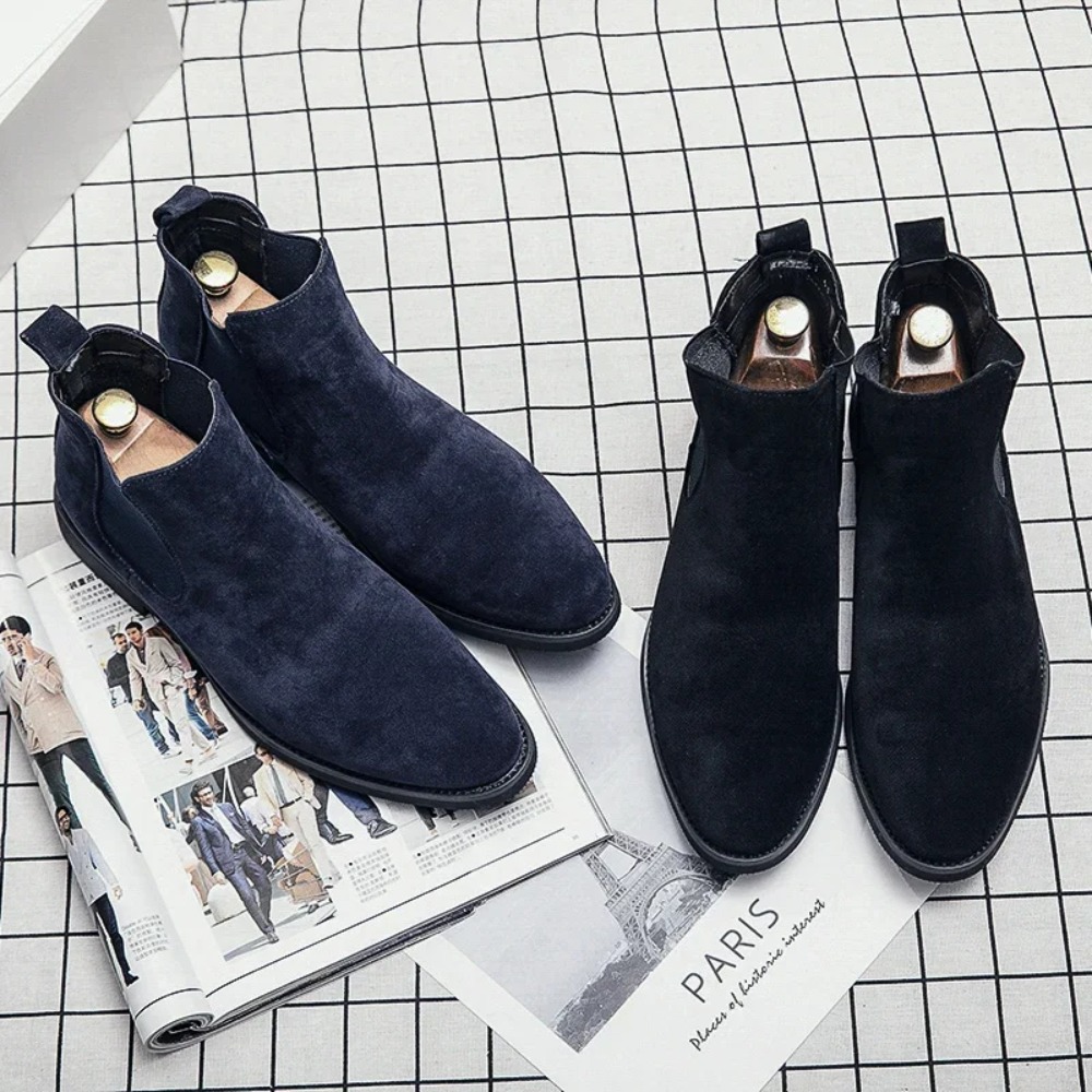 Chelsea botas masculinas azul  - Mens Fashion Zapatos avaliação e preço