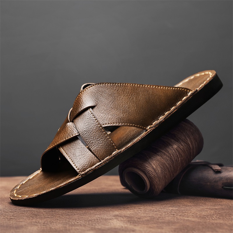 Chinelos masculinos de couro g - Mens Fashion Zapatos avaliação e preço