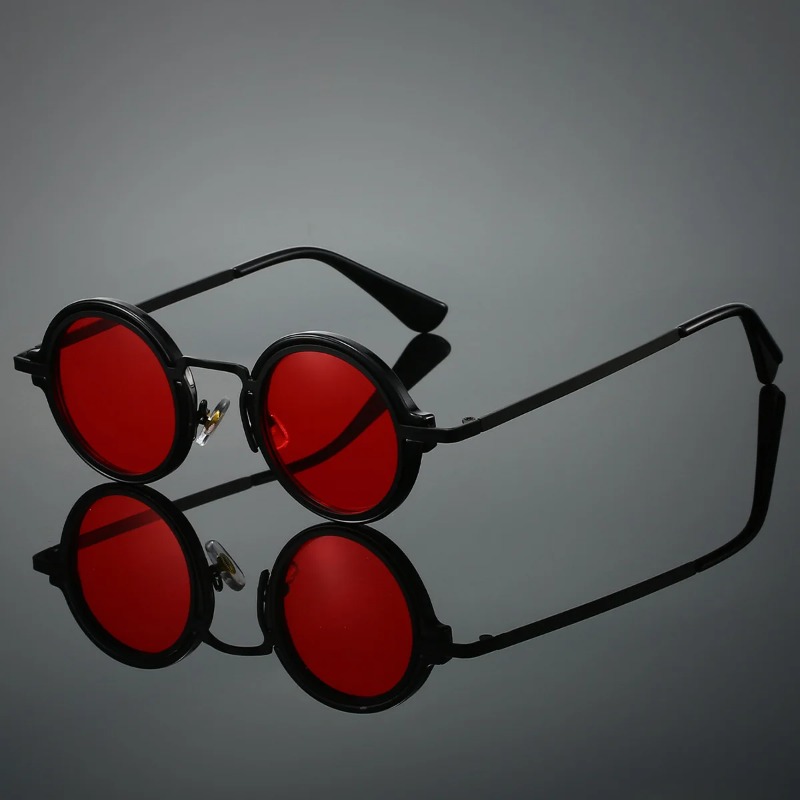 Novos óculos de sol retrô com  - Men'S Fashion Round Glasses avaliação e preço